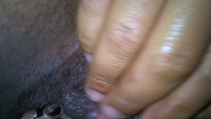 Fat pussy gets fucked by glass dildo