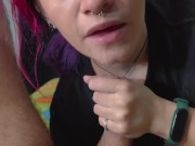 POV I Give My Neighbor a Blowjob and he Fills Me With Cum in My Mouth, Deepthroat 10/16