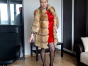 VENUS IN FURS, or hot MILF whore AimeeParadise in a fur coat on a naked body & with a cigarette! )) 3/16