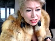 VENUS IN FURS, or hot MILF whore AimeeParadise in a fur coat on a naked body & with a cigarette! )) 8/16