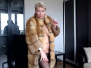 VENUS IN FURS, or hot MILF whore AimeeParadise in a fur coat on a naked body & with a cigarette! )) 9/16