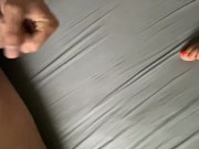 Footjob in a very high heels, one ruined orgasm, and I cum on her soles 14/16