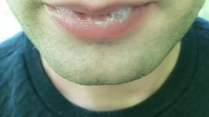 Showing cum load in mouth and swallowing - Solo cum play after getting cum in mouth