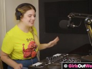 Curvy blonde with big boobs licks unshaved cunt and asshole in the podcast studio 5/16