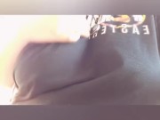 BBW Arab girl teases camera with her nipples getting hard while people are outside shopping 