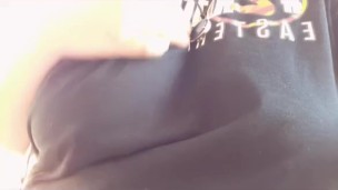 BBW Arab girl teases camera with her nipples getting hard while people are outside shopping 