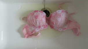 Piss-covered pink bra!