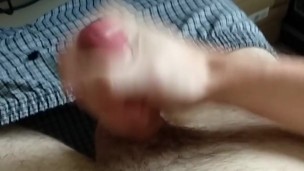 Jerking and shooting a big cumshot onto my chest after an edging session