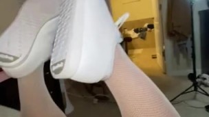 Slutty sporty sneaker slut shows off wet pussy