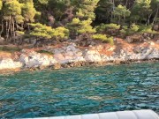 Public beach blowjob and facial cumshot on a boat POV 1/16