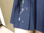 イマドキjkスタイルでフェラ・手コキ bukkake onto Schoolgirl Uniform【裏垢女子／絶滅黒髪系】 14/16