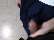 イマドキjkスタイルでフェラ・手コキ bukkake onto Schoolgirl Uniform【裏垢女子／絶滅黒髪系】 9/16