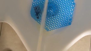 Pissing in public urinal at work 3
