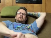 Nerd jerkin off to a porno