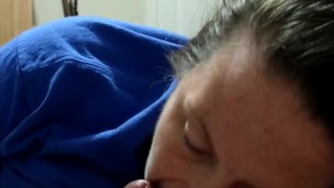 Sucking neighbor's dick then watch him explode on himself