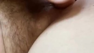 Fucking my fat hairy pussy - close up