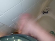 Quick cumshot in step moms shower.