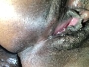 Ebony babe showing wet pussy after being fucked by big dick  13/16