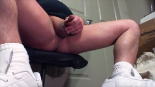 Strip Ass Play Dildo and Cum on my White Sneakers