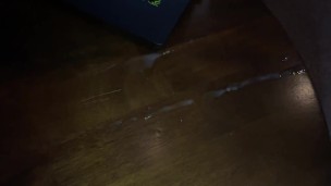 Plugged hole Cumshot! Watch it fly across the table.