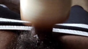 STROKING THICK BLACK COCK WITH POCKET PUSSY 😋 