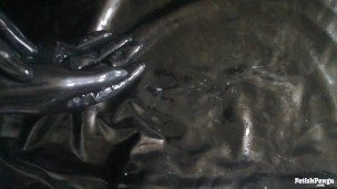 Spit play with latex gloves