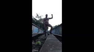 1ncandenza jerks off naked on abandoned railway bridges