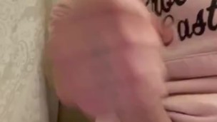 Max enjoying a quick stroke of his Monster White Cock in the bathroom