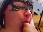 Blowjob Homemade. Red lipstick amateur blowjob. Submissive Sluts ass licking, anilingus, anal clean. 12/16