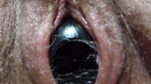 POV tight pussy pushing out massive toy spreading pussy wide open with extra loud moaning