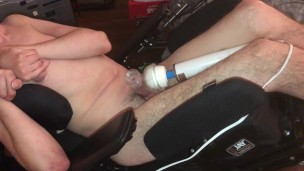 Quadriplegic Hitachi Wand Shaking Legs Wheelchair