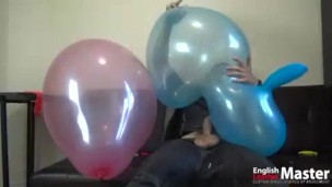English Leather Master smokes cigars and jerks while blowing and popping balloons PREVIEW