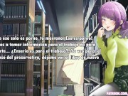 Chica en la biblioteca audio