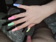 Long Nails Handjob and he cums quickly and hard *cumblast* 14/16
