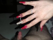 Precum dripping Handjob with Red Long Nails *cumblast* 15/16