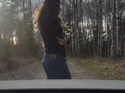 Cuckold wife getting fucked by stranger infront of her husband jerking off in car 1/16