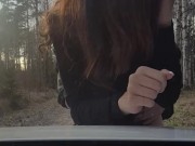 Cuckold wife getting fucked by stranger infront of her husband jerking off in car 3/16