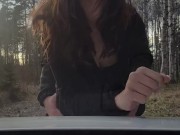 Cuckold wife getting fucked by stranger infront of her husband jerking off in car 4/16