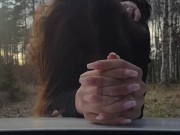 Cuckold wife getting fucked by stranger infront of her husband jerking off in car 7/16