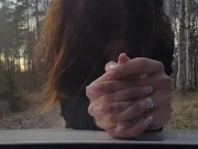 Cuckold wife getting fucked by stranger infront of her husband jerking off in car 8/16