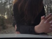 Cuckold wife getting fucked by stranger infront of her husband jerking off in car 9/16