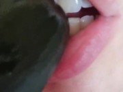 sexy italian mouth, cucumber blowjob