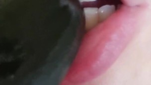 sexy italian mouth, cucumber blowjob