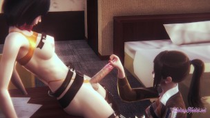Attack on titans Hentai Futanari - Mikasa Futanari Handjob by Sasha