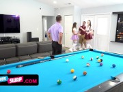 Bored Teens Trick Their Horny Stepdads Into Strip Twister And End Up Covered In Huge Load Of Jizz 2/16