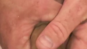 Solo Anal Orgasm after these 2 massive cumshots while riding the dildo balls deep on the toilet seat