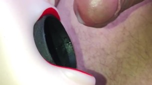 Vacuum Cleaner Dick Masturbation with my Open Mouth Stroker Device, Cool Cumshot sucked out slo-mo