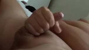 Chubby smooth guy masturbating