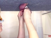 Mistress plays with the slave's dick and hangs weights on him EasyCBTGirl 3/16