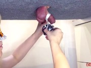 Mistress plays with the slave's dick and hangs weights on him EasyCBTGirl 5/16